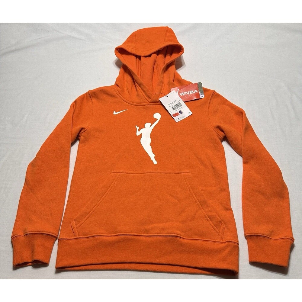 WNBA Nike Jump Woman Logo Hoodie Sweatshirt Orange Pullover Youth Size Small 8